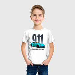 Футболка хлопковая детская Cпортивный автомобиль Porsche, цвет: белый — фото 2