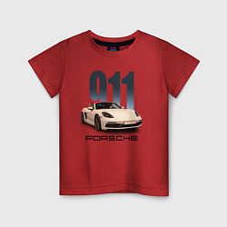 Футболка хлопковая детская Немецкий спортивный автомобиль Порше 911, цвет: красный