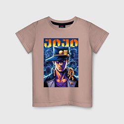 Футболка хлопковая детская Jojo - Jotaro Kujo ai art, цвет: пыльно-розовый