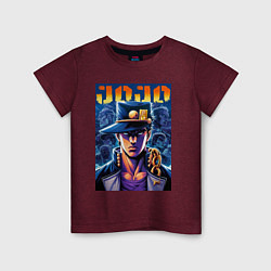 Футболка хлопковая детская Jojo - Jotaro Kujo ai art, цвет: меланж-бордовый