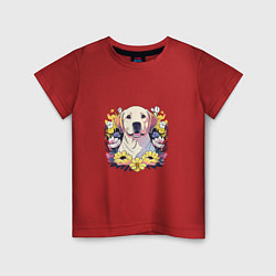Детская футболка Лабрадор-ретривер среди цветов