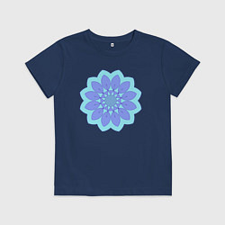 Футболка хлопковая детская Сиреневая мандала цветок, цвет: тёмно-синий