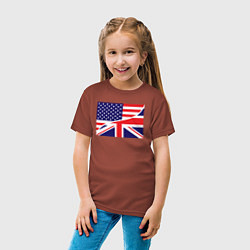 Футболка хлопковая детская США и Великобритания, цвет: кирпичный — фото 2