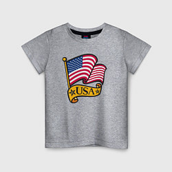 Футболка хлопковая детская American flag, цвет: меланж