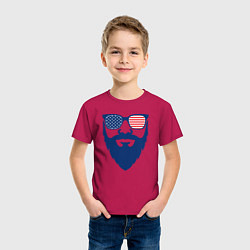 Футболка хлопковая детская Американец бородач, цвет: маджента — фото 2