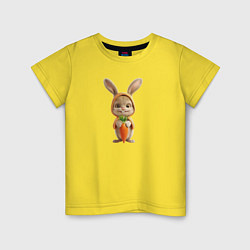 Детская футболка Веселый заяц - кролик с морковкой