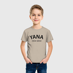 Футболка хлопковая детская Yana never alone - motto, цвет: миндальный — фото 2