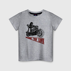 Детская футболка Байкер на мотоцикле - череп