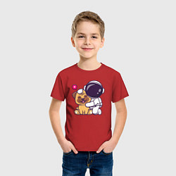Футболка хлопковая детская Космонавт и пёсик, цвет: красный — фото 2