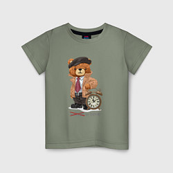 Детская футболка Плюшевый мишка джентльмен с часами