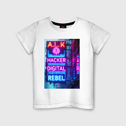 Детская футболка Ai hacker digital rebel - neon glow