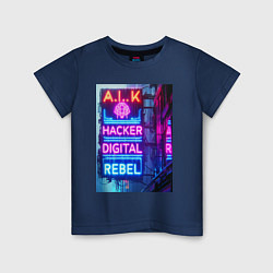 Детская футболка Ai hacker digital rebel - neon glow