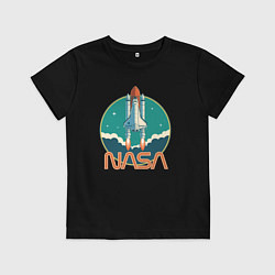 Футболка хлопковая детская NASA spaceship, цвет: черный