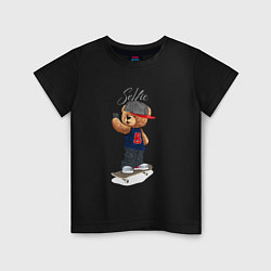 Детская футболка Плюшевый медвежонок скейтер делает селфи