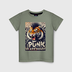 Футболка хлопковая детская Cool tiger - punks not dead, цвет: авокадо