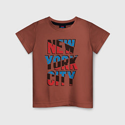 Футболка хлопковая детская Америка Нью-Йорк, цвет: кирпичный