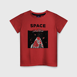 Футболка хлопковая детская Морской космос, цвет: красный