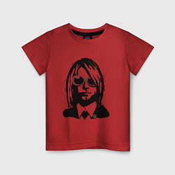 Футболка хлопковая детская Kurt Cobain Nirvana portrait, цвет: красный