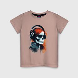 Детская футболка Grunge redhead girl skull