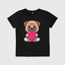 Детская футболка Бульдог с сердечком