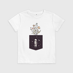 Футболка хлопковая детская Космический карман, цвет: белый