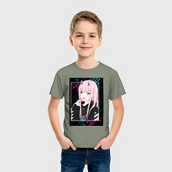 Футболка хлопковая детская Zero Two is darling, цвет: авокадо — фото 2