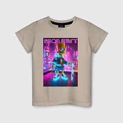 Детская футболка Neon Bart - with skateboard ai art fantasy