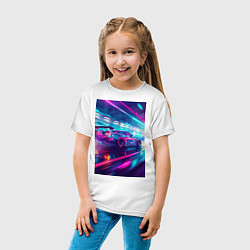 Футболка хлопковая детская Nissan Skyline GT-R на скорости, цвет: белый — фото 2