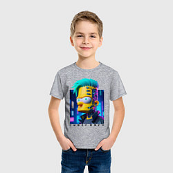 Футболка хлопковая детская Кибер Барт - нейросеть фантазия, цвет: меланж — фото 2
