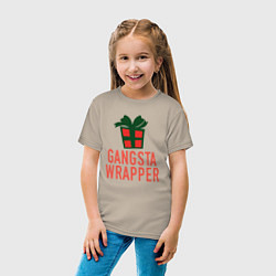 Футболка хлопковая детская Gangsta wrapper, цвет: миндальный — фото 2