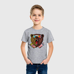 Футболка хлопковая детская Медведь в кино, цвет: меланж — фото 2