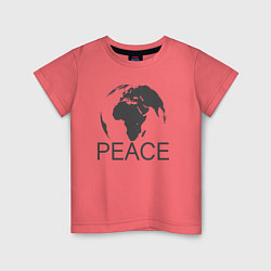 Футболка хлопковая детская Peace the world, цвет: коралловый