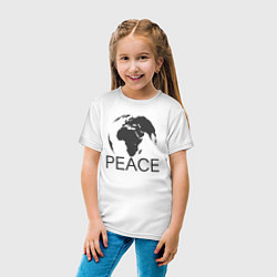 Футболка хлопковая детская Peace the world, цвет: белый — фото 2