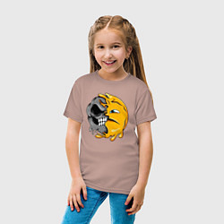 Футболка хлопковая детская Печальный смайл, цвет: пыльно-розовый — фото 2