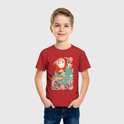 Футболка хлопковая детская Матрешка и Петя Петушок Золотой гребешок, цвет: красный — фото 2