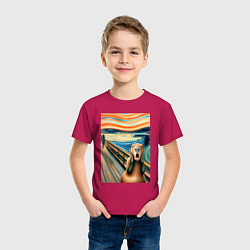 Футболка хлопковая детская Капибара кричит - мем нейросеть, цвет: маджента — фото 2