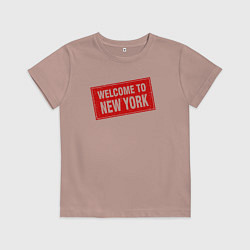 Футболка хлопковая детская Welcome to New York, цвет: пыльно-розовый