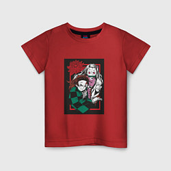 Детская футболка Клинок рассекающий демонов Незуко и Тандзиро цвето