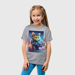Футболка хлопковая детская Cool kitten - special cyberforces, цвет: меланж — фото 2