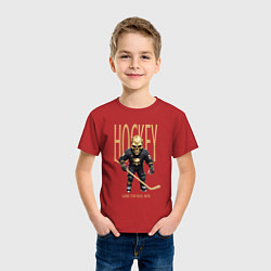 Футболка хлопковая детская Хоккеист в маске черепа, цвет: красный — фото 2