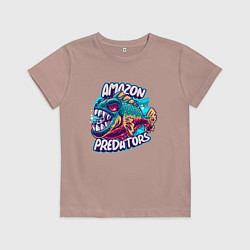 Футболка хлопковая детская Пиранья хищники амазонки, цвет: пыльно-розовый