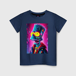 Детская футболка Cyber Bart Simpson - neon glow ai art