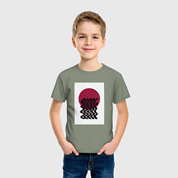 Футболка хлопковая детская Закатное солнце, цвет: авокадо — фото 2