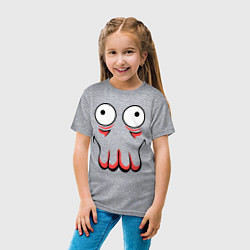 Футболка хлопковая детская John Zoidberg Face, цвет: меланж — фото 2