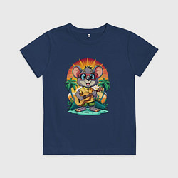 Детская футболка Мышонок играет на гитаре жарким летом