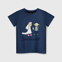 Футболка хлопковая детская Just married, цвет: тёмно-синий