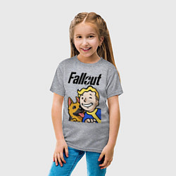 Футболка хлопковая детская Vault boy and shepherd, цвет: меланж — фото 2