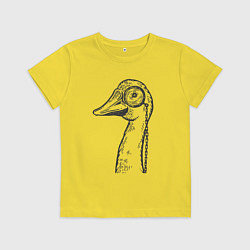 Футболка хлопковая детская Гусь в монокле, цвет: желтый