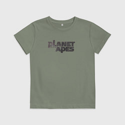 Футболка хлопковая детская Planet of the apes logo, цвет: авокадо