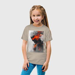 Футболка хлопковая детская Киберпанк самурай, цвет: миндальный — фото 2